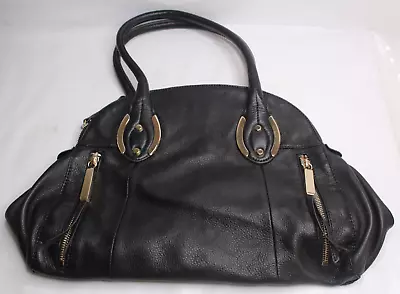 B Makowsky Black Leather Large Shoulder Handbag Purse • $66.59