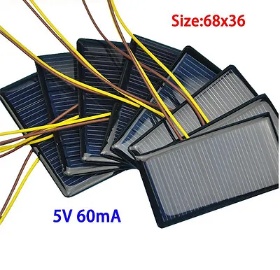 10PCS 5V 60mA 68*36 Micro Mini Solar Cell Panel Battery Charger For DIY Projects • $18.99