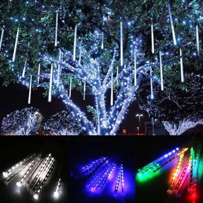 8pcs 30cm 144 LED Lights Meteor Rain Tube Light Xmas Snowfall Tree Outdoor Lamp • $10.99