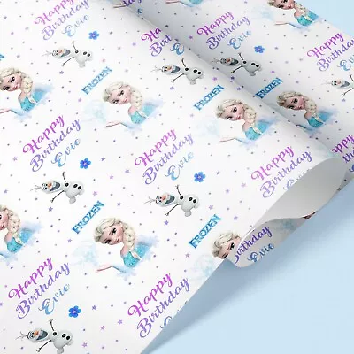 FROZEN Personalised Wrapping Paper / Add Name / Elsa Anna / Olaf Wrapping Paper • £3.25