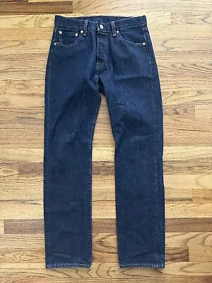 Levis 501 Button FLY Straight Leg 29X32 Dark Blue Jeans  Vintage • $30.40