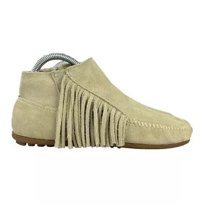 Minnetonka Mid Top Side Fringe Suede Bootie Womens Size 7 • $39.98