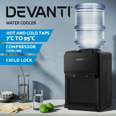 Devanti Water Cooler Dispenser Bench Top Cold Hot Two Taps Instant Machine Black • $119.95