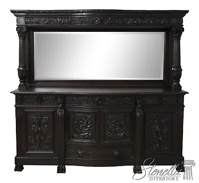 F61708EC: RJ HORNER Antique Carved Oak Sideboard • $5295