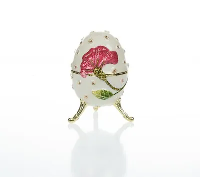 Red Flower Egg Trinket Box & Music Handmade By Keren Kopal Austrian  Crystals • $23.50