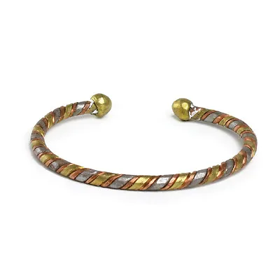 3-Tone Metal Twist Women Bracelet | African Jewelry Set (Twisted Cable Cuff) • $11.99