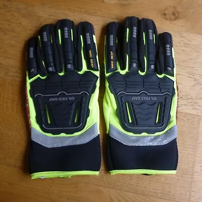 Mec Dex Hi Dexterity Mechanics Gloves Oil Field Grip Men's XL Black Yellow • £12.99