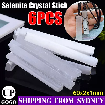 6x Selenite Crystal Sticks Transparent Gypsum Reiki Healing Energy Mineral Wands • $8.45