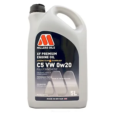 £43.95 • Buy Millers Oils XF Premium C5 VW 0W-20 0W20 Fully Synthetic Engine Oil 5 Litres 5L