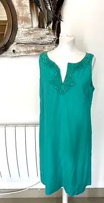 £12 • Buy Elegant Beaded Shift Linen Dress . Size 18 Fully Lined. Flattering Shift Style
