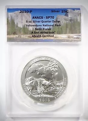 2010 ATB YELLOWSTONE PARK 5oz Silver First Strike ANACS SP70 RARE .999 !!! • $699