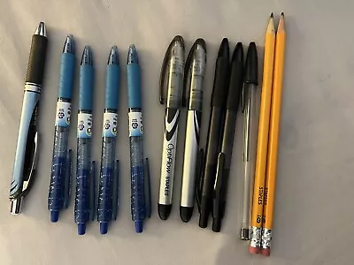 Premium Misprint Ink Bulk Ballpoint Pens Retractable Metal + Pencils Lot Of 12 • $9.99
