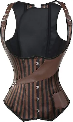 Brown Corset Underbust Womens Gothic Steampunk Vintage Steel Boned Waist Trainer • $24