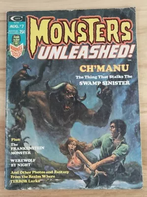 MONSTERS UNLEASHED #7 - Vintage Horror Magazine (1974) RICHARD HESCOX COVER • $20