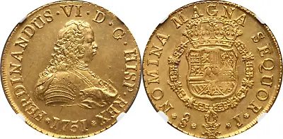 Chile 1751 So-J Ferdinand VI Gold 8 Escudos NGC MS-62 • $8500