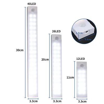 £3.89 • Buy Wireless LED PIR Motion Sensor Light Strip Cabinet Lamp Closet USB Rechargeable