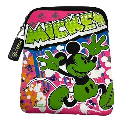 Walt Disney IPad Sleeve - Urban Gear Oh Mickey Mouse Neon Colors Foam Padded • £15.65