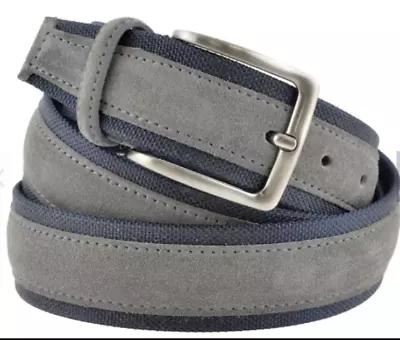 High Fashion Italian Handmade Gray & Blue Canvas / Suede Belt For Men • $44.99