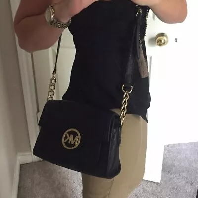 MICHAEL Michael Kors | Black Margo Small Leather Messenger Bag • $39.99