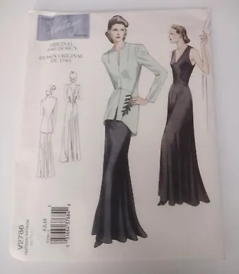 Vogue Vintage Model V2786 Original 1940 Design Pattern Sizes 6 - 8 - 10 Uncut • $12.99