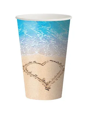 $4.39 • Buy 8 12 Oz Cups Beach Love Wedding Bridal Shower Luau Party Heart Sand