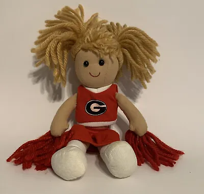 NCAA University Of Georgia Bulldogs Blonde Cheerleader 11” Rag Doll Pom Poms • $9.99