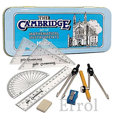 £5.99 • Buy HELIX Maths Set 9 Piece Plus Tin. Compass, Dividers, Set Squares, Protractor Etc
