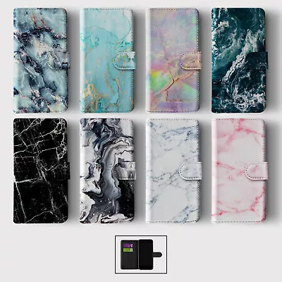 Case For Iphone 15 14 13 12 11 Se Pro Max Wallet Flip Phone Cover Marble Granite • £8.99