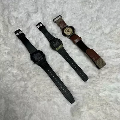 Lot Of 3 Mens Casio Digital Watches Black Green Tan F91-W Forester W-800H Tested • $29.99