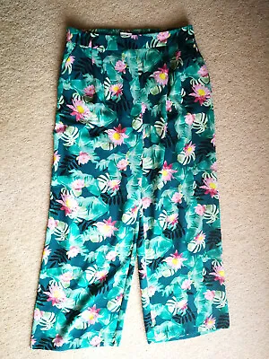 £6.99 • Buy RETRO PRIMARK TROPICAL/FLORAL FLOATY WIDE LEG PALAZZO TROUSERS ROCKABILLY/1950s?