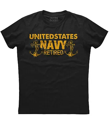 Mens United States Navy Retired Patriotic T-Shirt Military USA US Anchor • $17.95