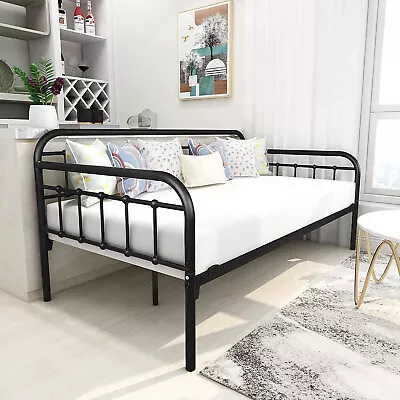 Japanese Black Metal Daybed: Functional Twin Size Versatile Single Bed Frame • $151.65