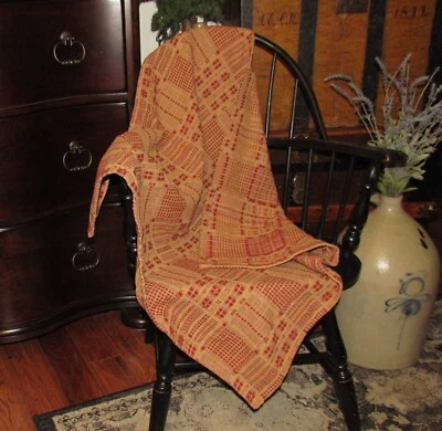 $24.95 • Buy Prim Antique Vtg Style Red Cotton Crestwood Woven 32  COVERLET Square RQ15RSS