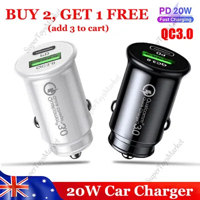 20W Car Charger USB C Fast Charging Type C Dual Port Adapter For IPhone Samsung • $13.99