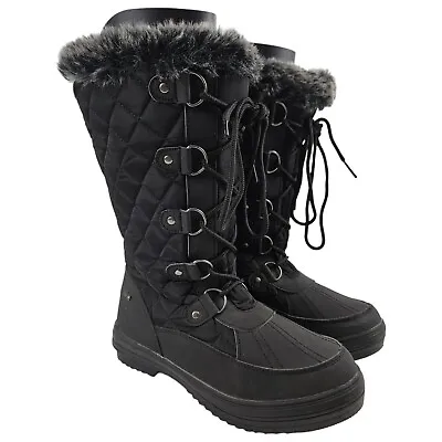 Padders Womens Black Quilted Winter Snow Boots Size UK 6 EU 39 US 8.5 • £20