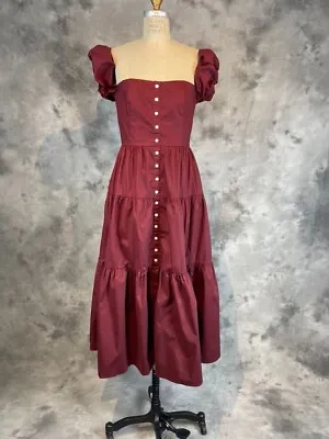 $65 • Buy STAUD Day Dress Rust Burgendy Size 8