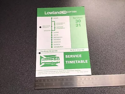 £5 • Buy Lowland Scottish Bus Group Timetable Route 30 31 April 1988 Edinburgh Kelso