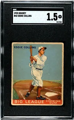 Eddie Collins 1933 Goudey SGC 1.5 Graded Baseball Card Boston Red Sox MLB #42 • $249.99
