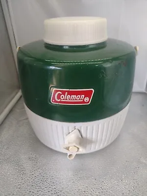$22.50 • Buy Vintage Coleman Green & White 1 Gallon Water Cooler Jug With Cup 1974