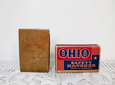 Vintage Matchbox Match Holder Chinese Brass Box / Striker Old Matches USA        • $38.95