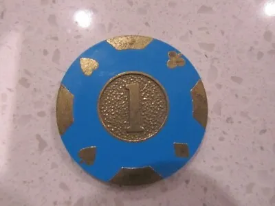 $1 Cyan Vintage Casino BRASS + FREE Mystery Las Vegas Nevada Bonus Poker Chip • $7.15