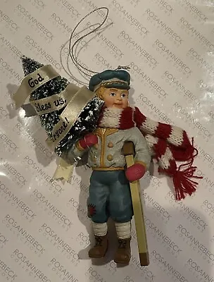 RARE Kurt S Adler Christmas Carol Tiny Tim W/Tree Dickens Scrooge Ornament God B • $40