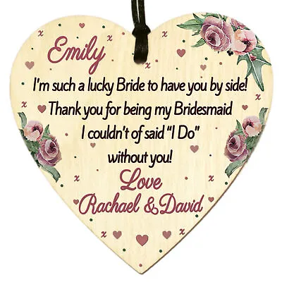 Personalised Bridesmaid Maid Of Honour Thank You Gifts Wedding Party Plaque Gift • £3.98