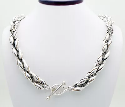 Michael Dawkins Sterling Silver 16  Twisted Chain Choker Necklace Toggle Clasp • $349.99