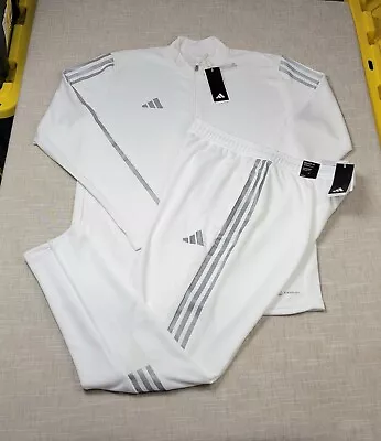 Adidas Tiro Tracksuit Jacket & Pants Set Small Mens White Silver Reflective • $179.95