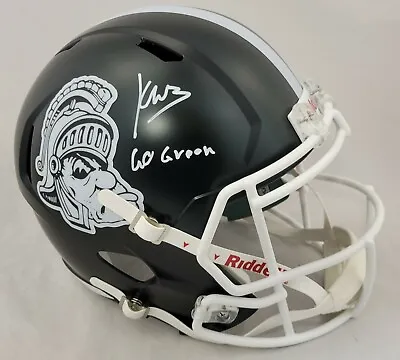 Kenneth Walker Iii  Go Green  Signed Michigan State Spartans Fs Gruff Rep Helmet • $299.99