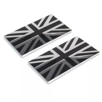 2 38mm Small Metal Enamel Black & Chrome Union Jack Flag Badge Self Adhesive • £9.99