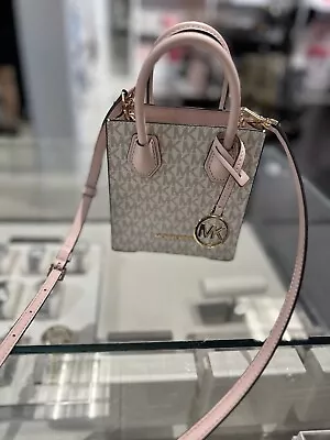 Michael Kors Mercer XS NS Shopper Crossbody Vanilla MK Powder Blush Pink • $78.50