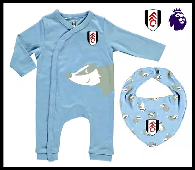 ⚽️Fulham FC⚽️Authentic⚽️Babys Billy Badger Sleepsuit & Bib Set⚽️Newborn⚽️New⚽️05 • £12.99