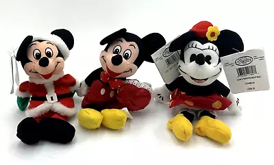 Disney Store Minnie Mickey Mouse Mini Bean Bag Plush Lot Of 3 • $19.99